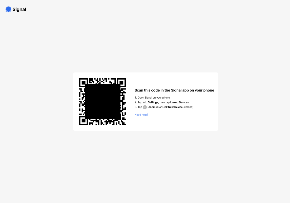 Fake page wit QR code screenshot