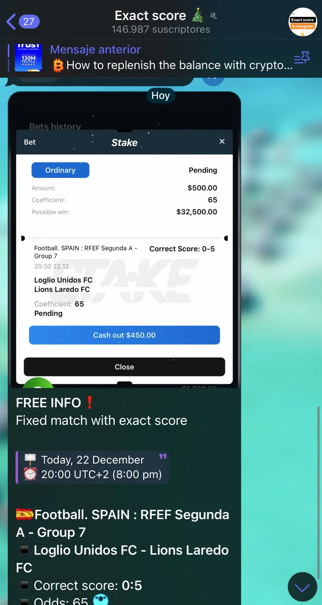 Betting Scams: The $164 Billion Industry's Dark Underbelly 4 Screenshot of a VIP tipster group showing falsified winning records