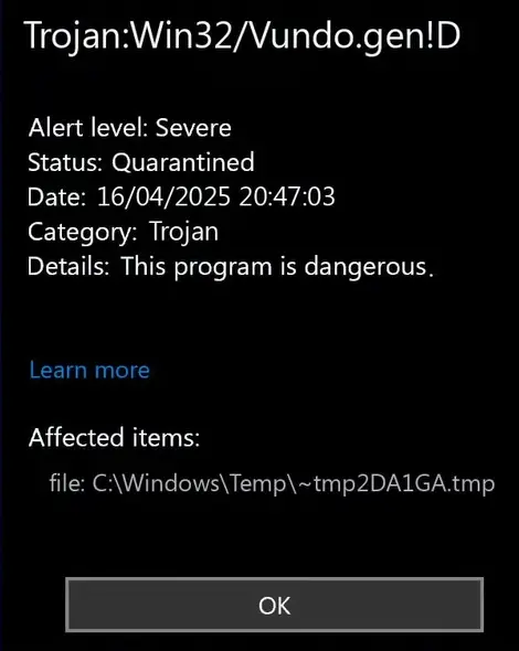 Trojan:Win32/Vundo.gen!D – The Sneaky Digital Pest 2 Trojan:Win32/Vundo.gen!D detection