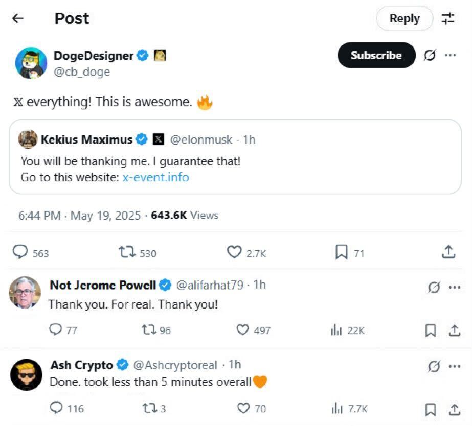 Elon Musk's "Double Your Crypto" Scams: Too Good To Be True 3 Fake Twitter/X posts showing Elon Musk cryptocurrency giveaway scam