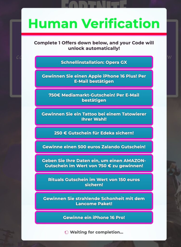 Fortnite V-Bucks Generator Scam: Why 'Free V-Bucks' Sites Are Dangerous 5 Fake Human Verification