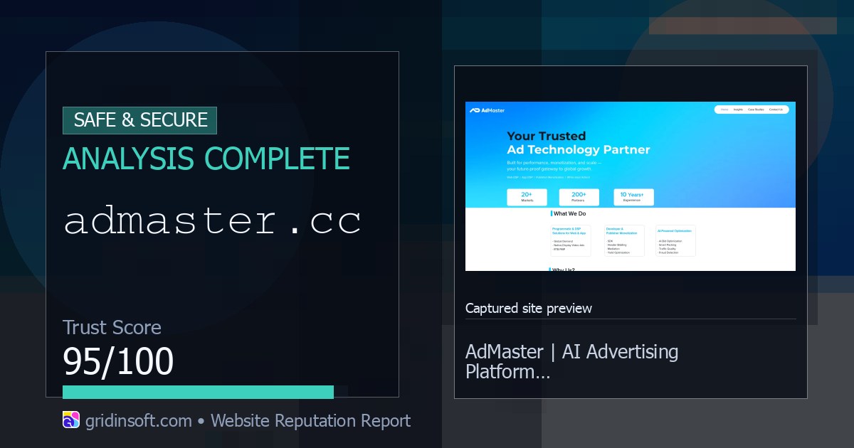Admaster.cc Review: Safe or Legit? (73/100 Trust Score)