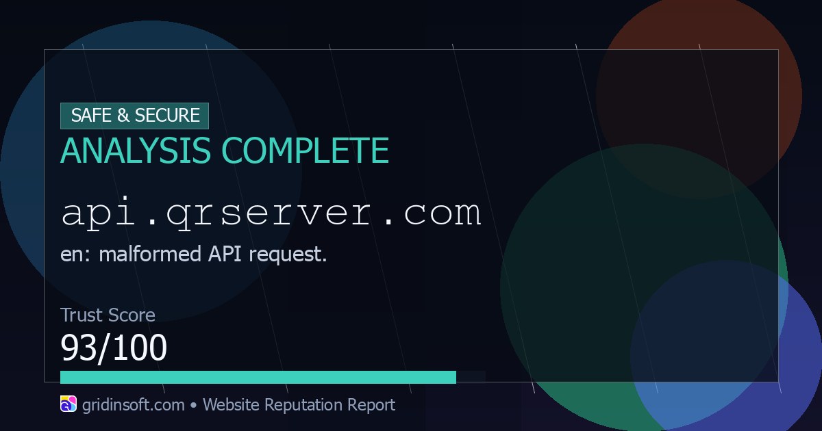 Api.qrserver.com Reviews and Reputation (93/100 Trust Score)