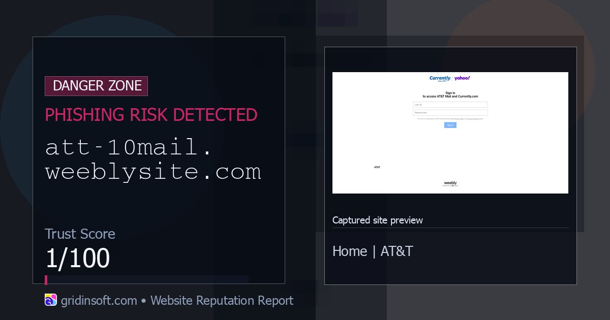 Att-10mail.weeblysite.com – Safe or Scam? Phishing Warning (1/100)