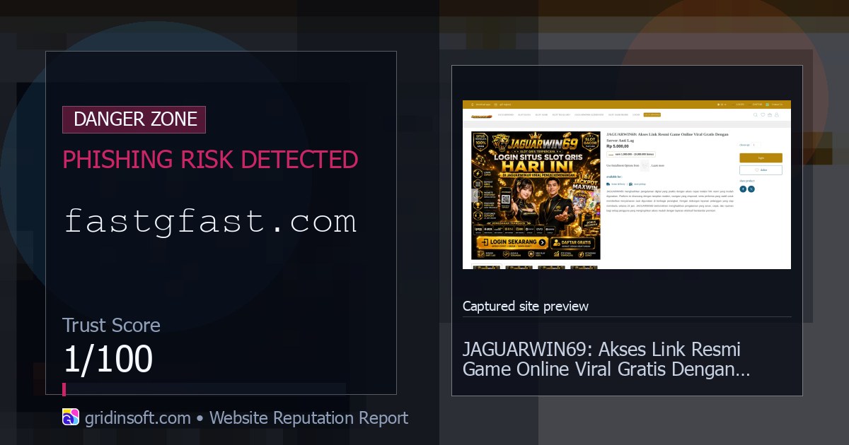 Fastg Fastgfast.com Warning: Do Not Enter Passwords (1/100 Trust Score)