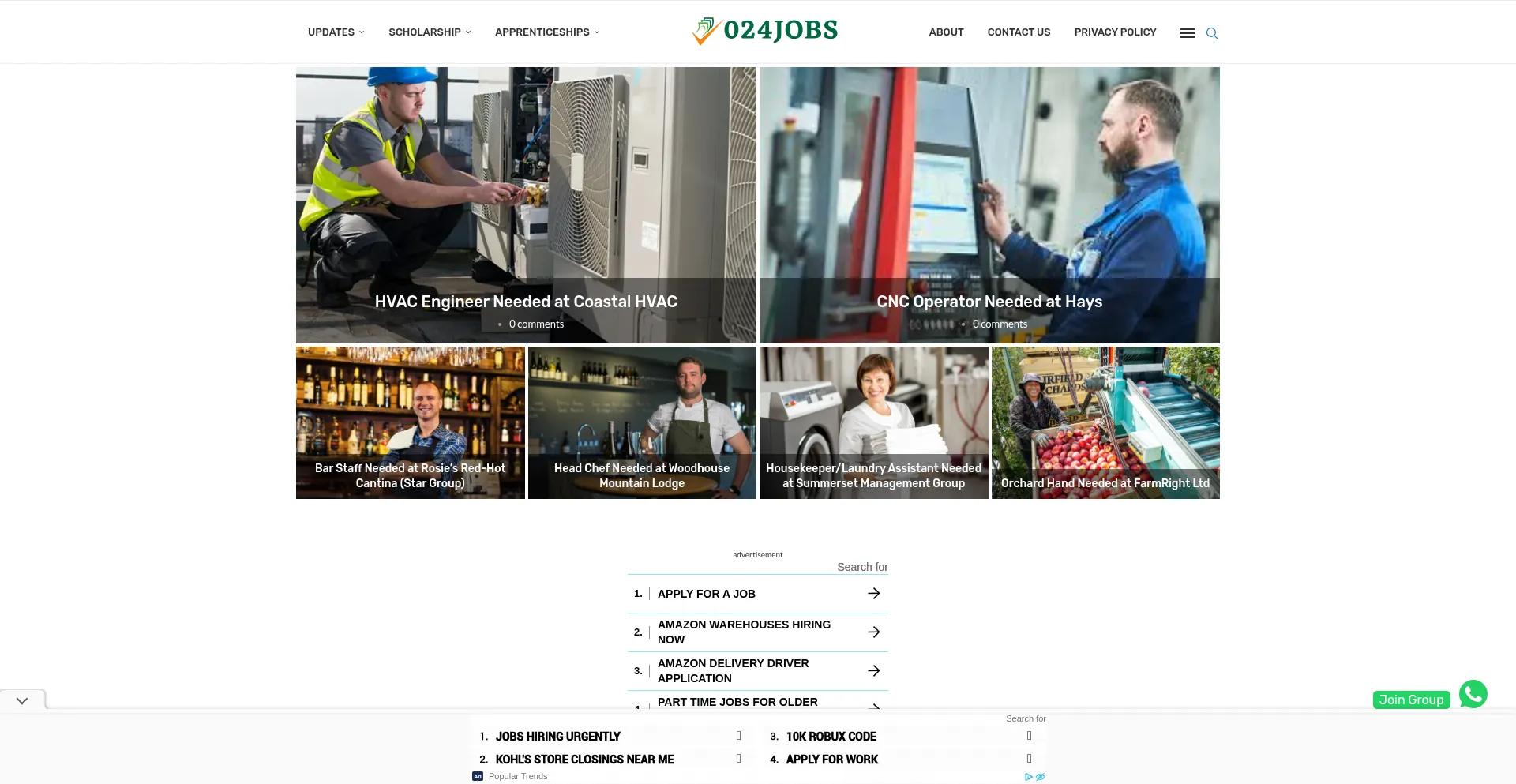 Website screenshot of 024jobs.com