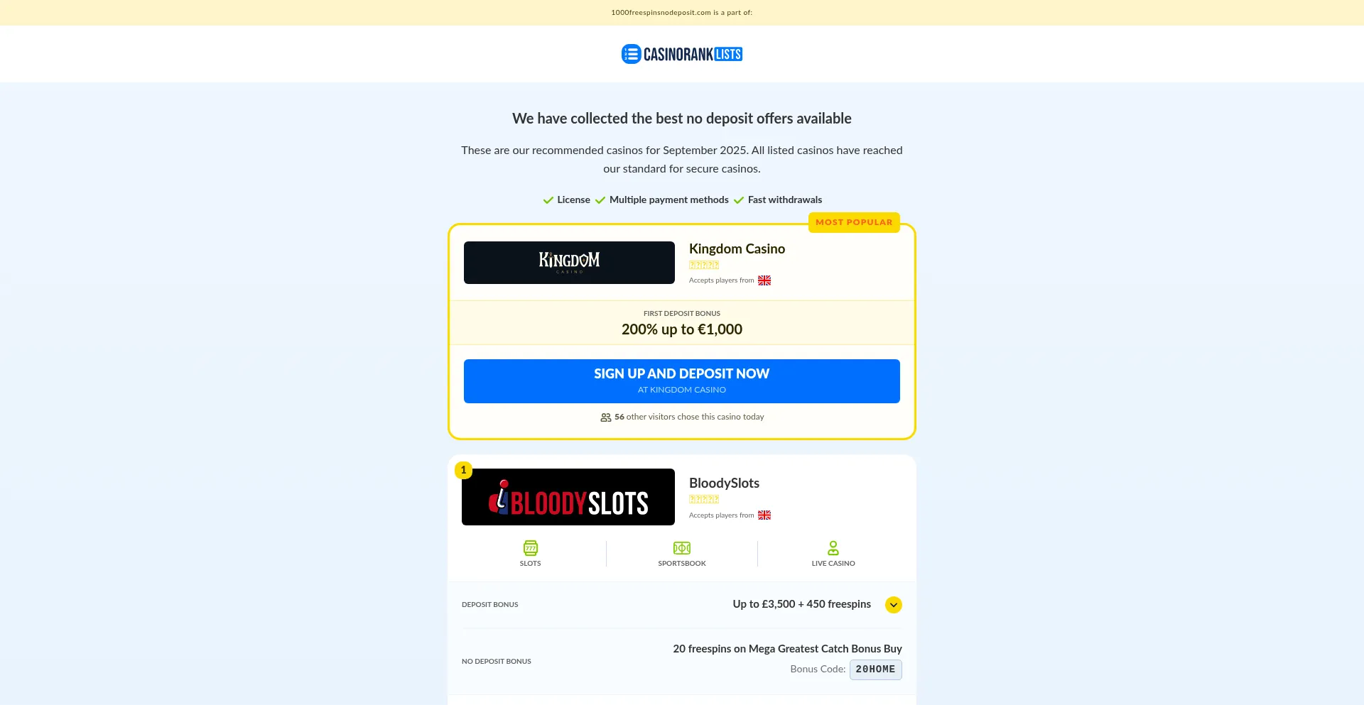 Is 1000freespinsnodeposit.com Safe?
