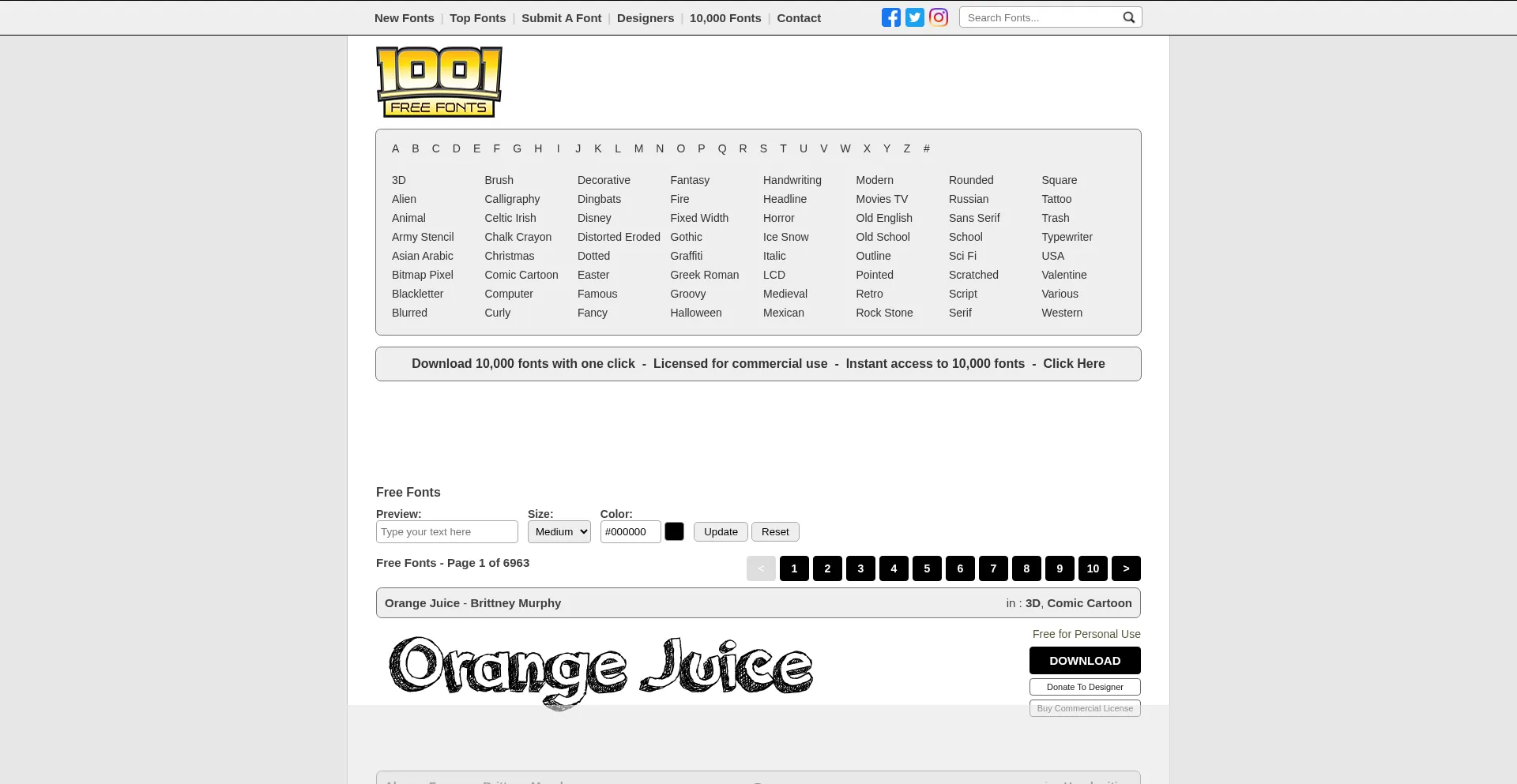 1001freefonts.com Screenshot