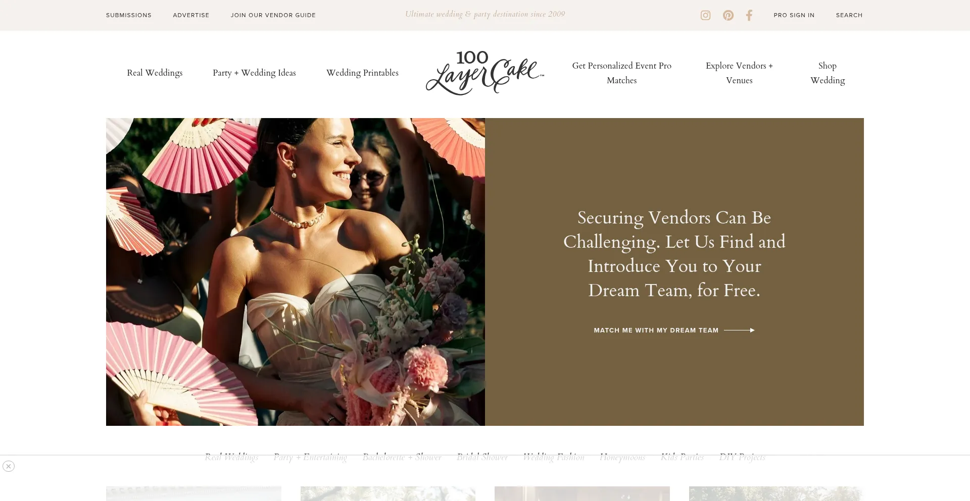 Website screenshot of 100layercake.com