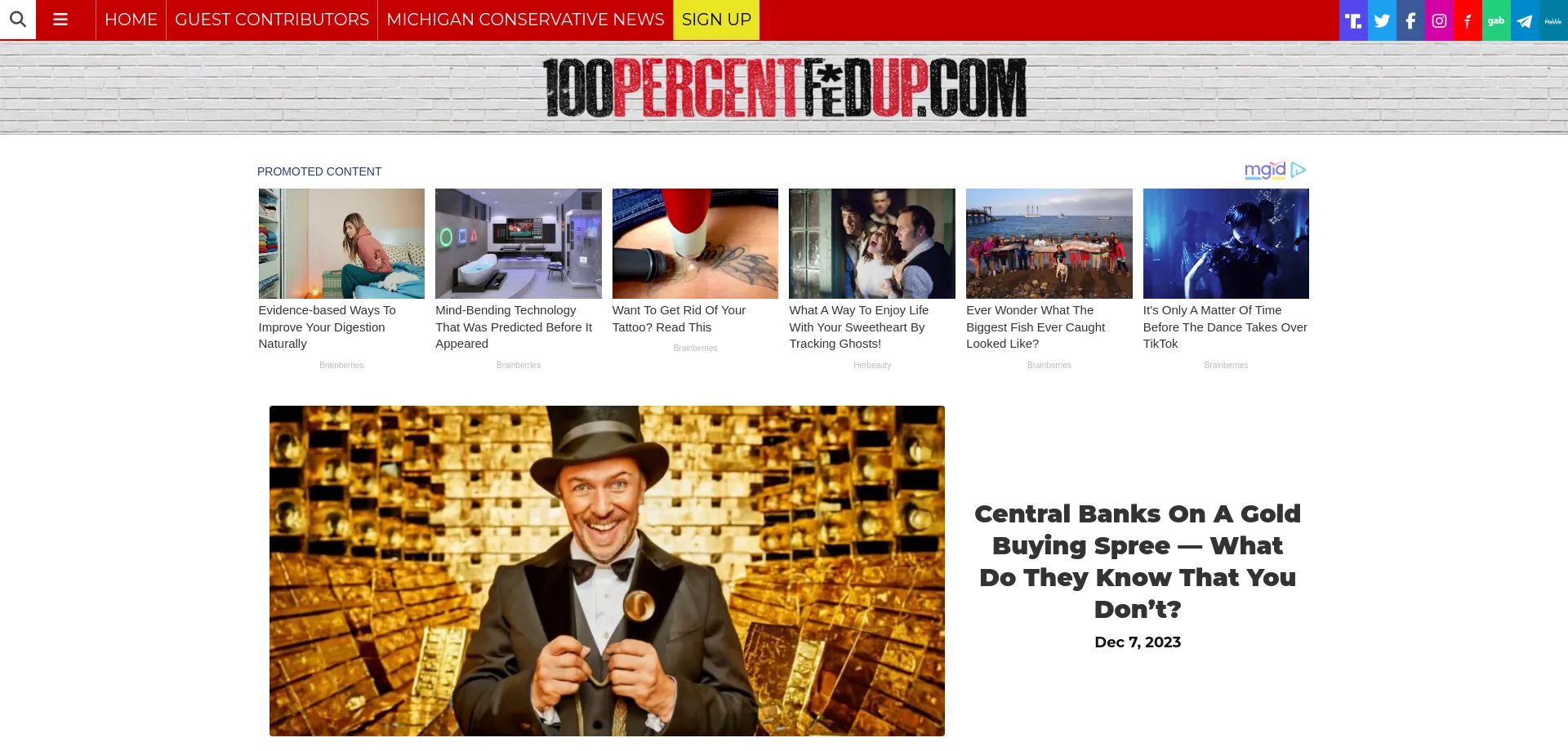 Website screenshot of 100percentfedup.com