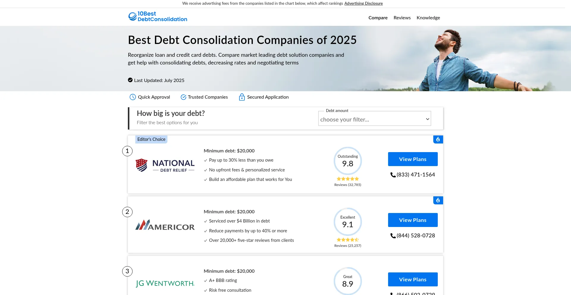 Website screenshot of 10bestdebtconsolidation.com