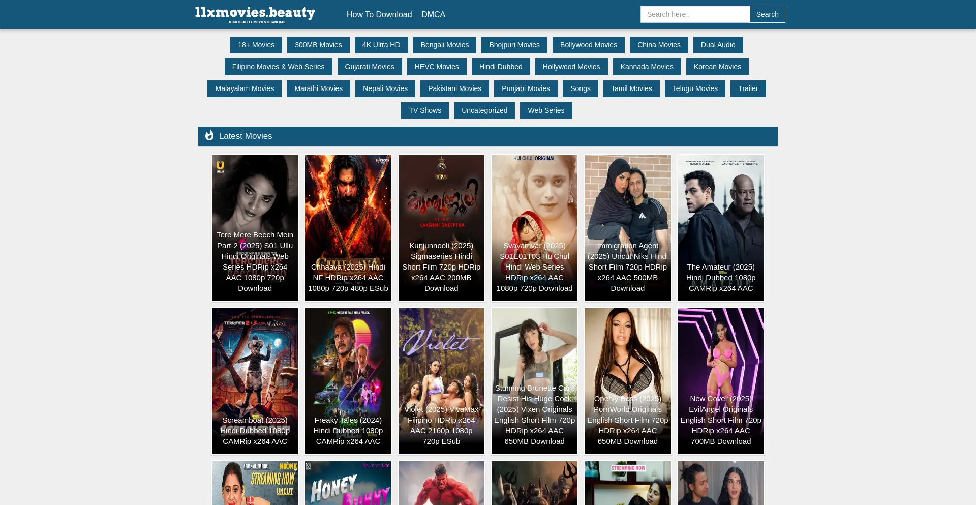 Website screenshot of 11xmovies.beauty