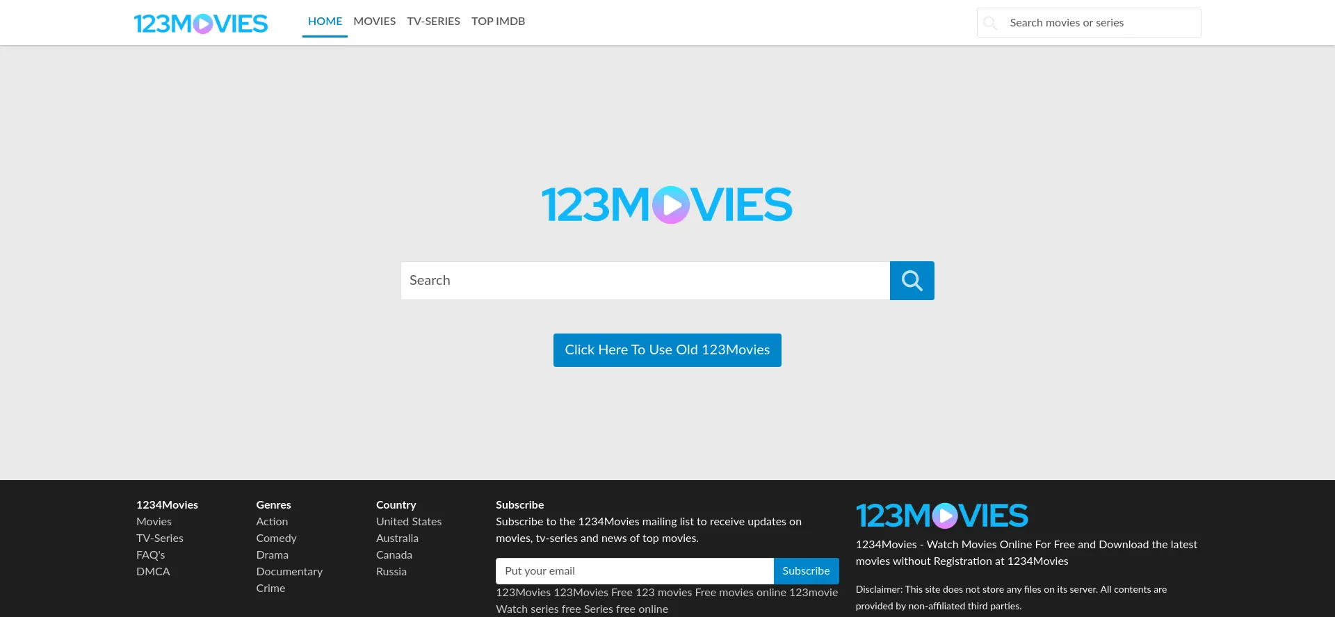 Website screenshot of 1234movies.pro
