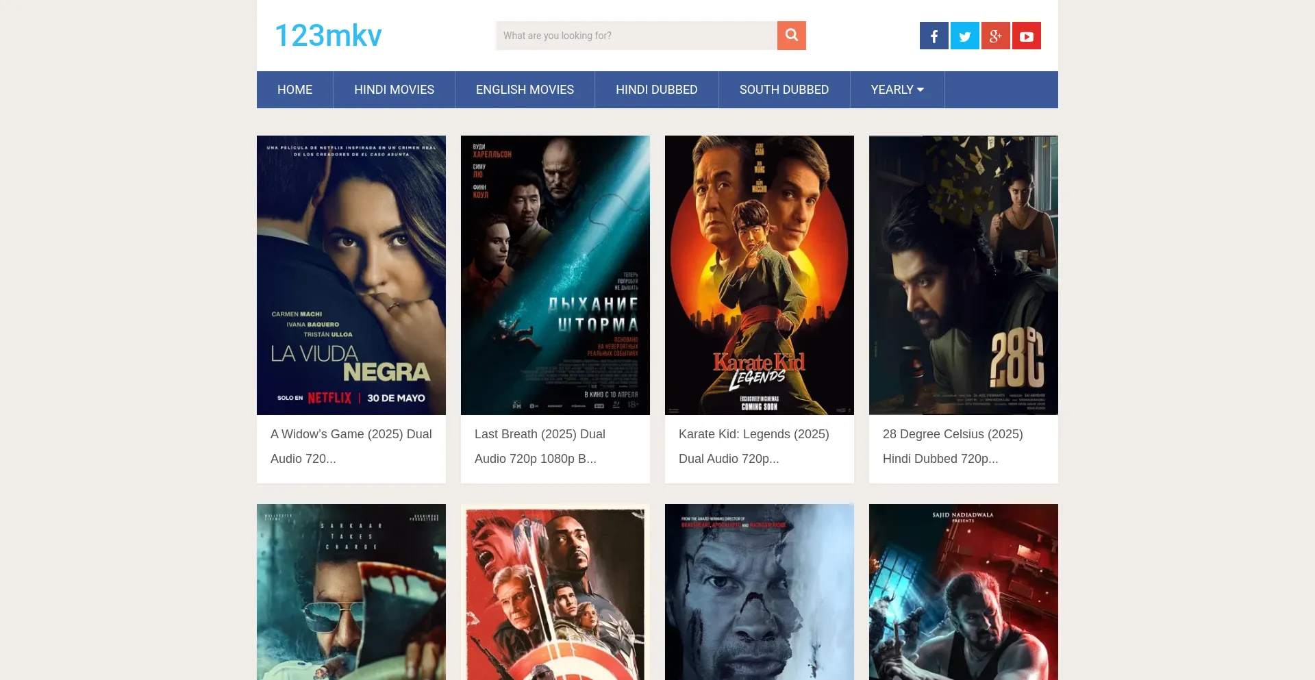 Website screenshot of 123mkv.team