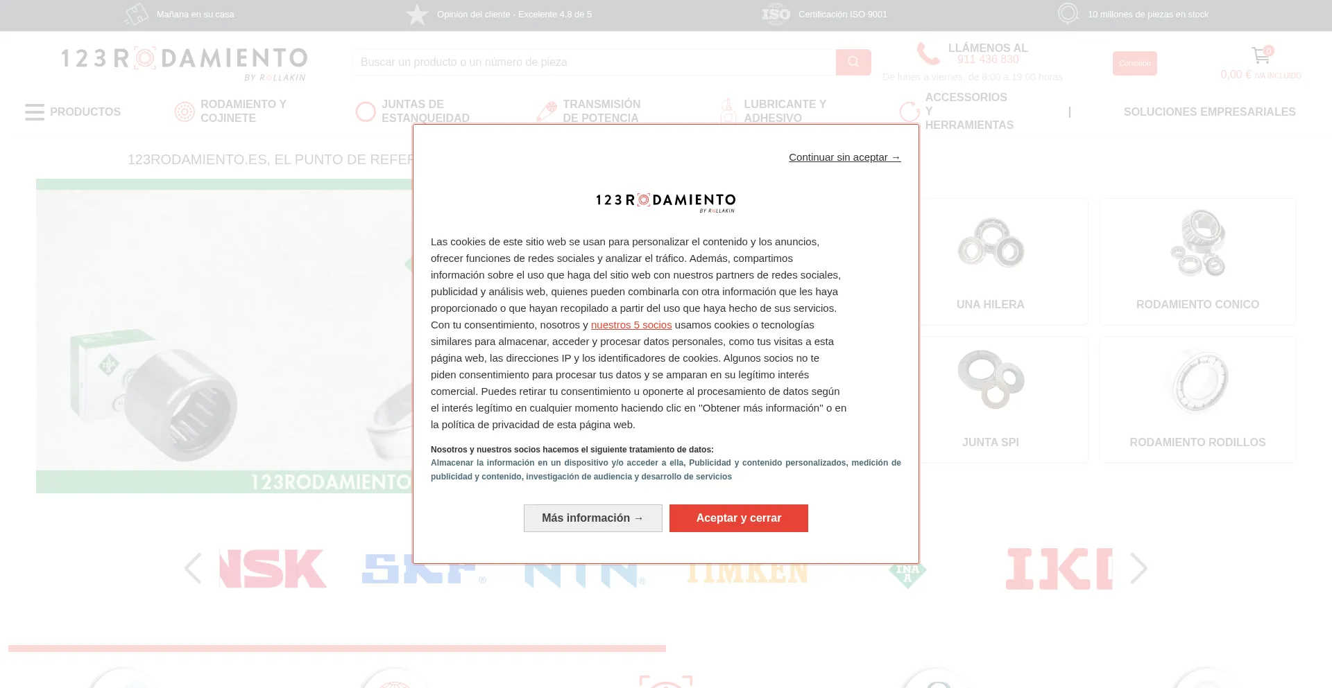Website screenshot of 123rodamiento.es