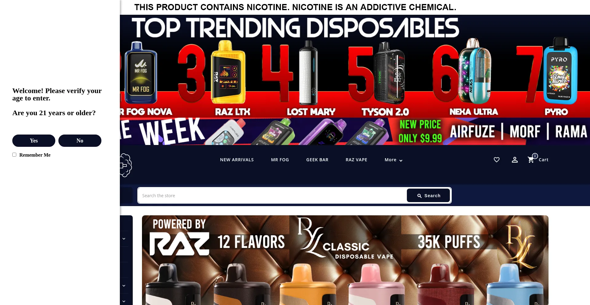 Website screenshot of 123vape.com