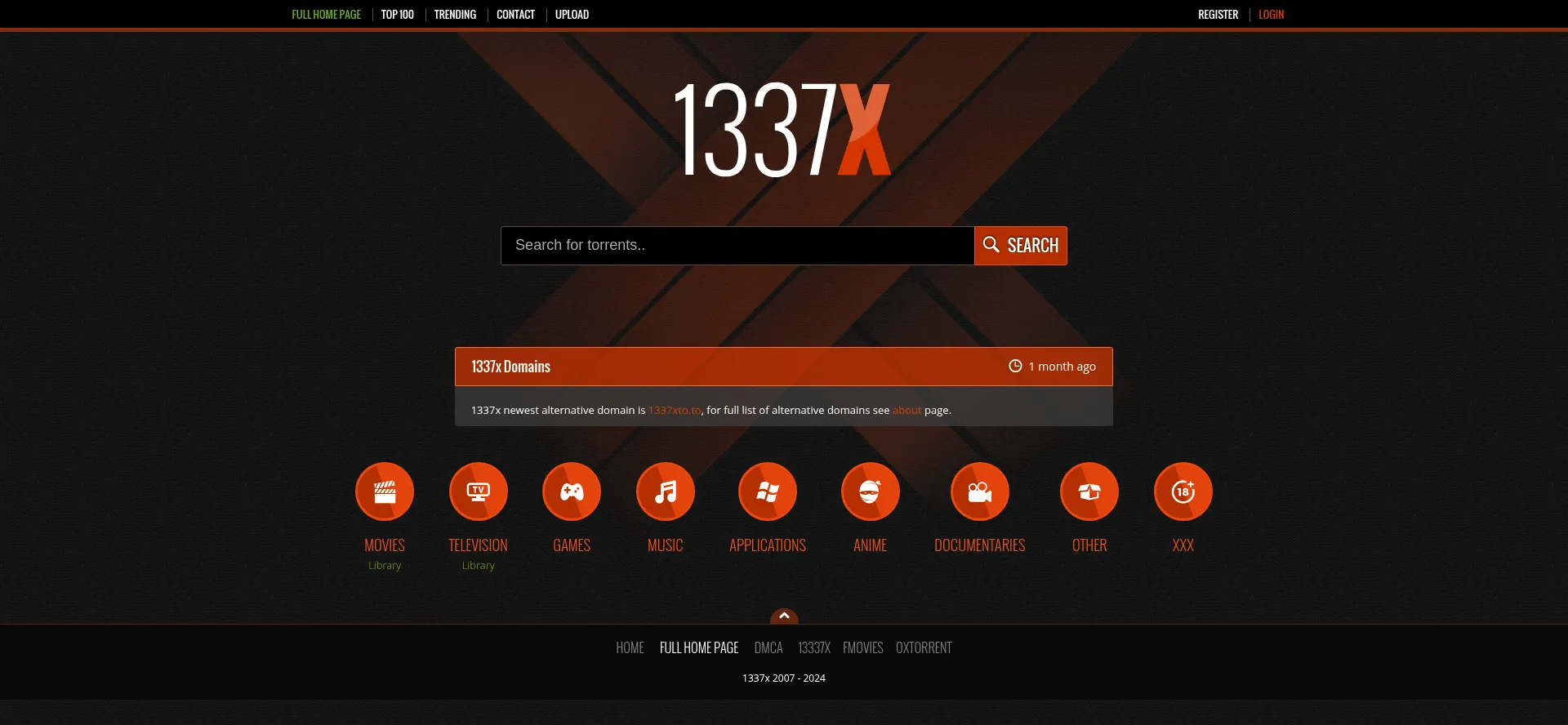 Website screenshot of 1337xxx.to