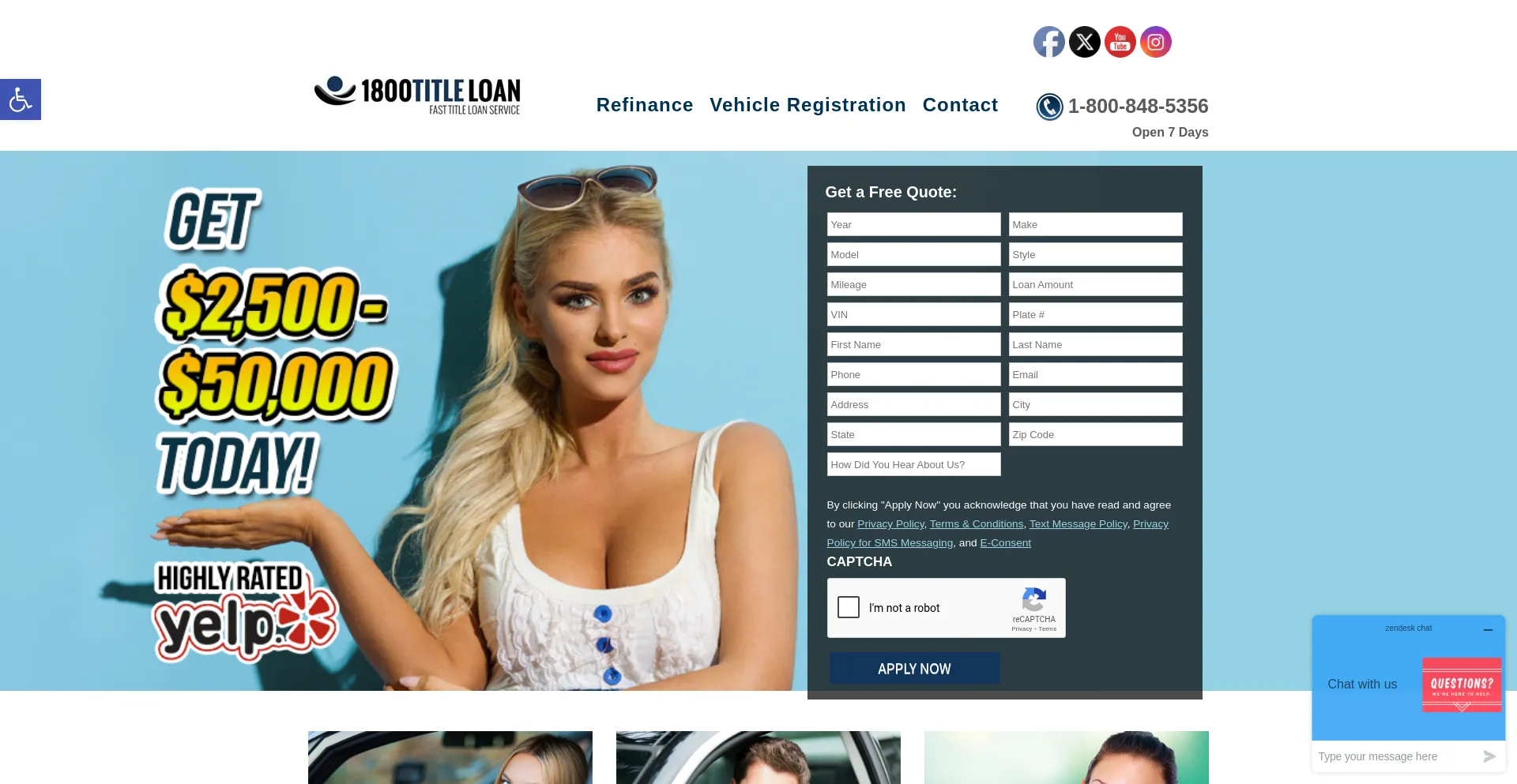 Website screenshot of 1800titleloans.net