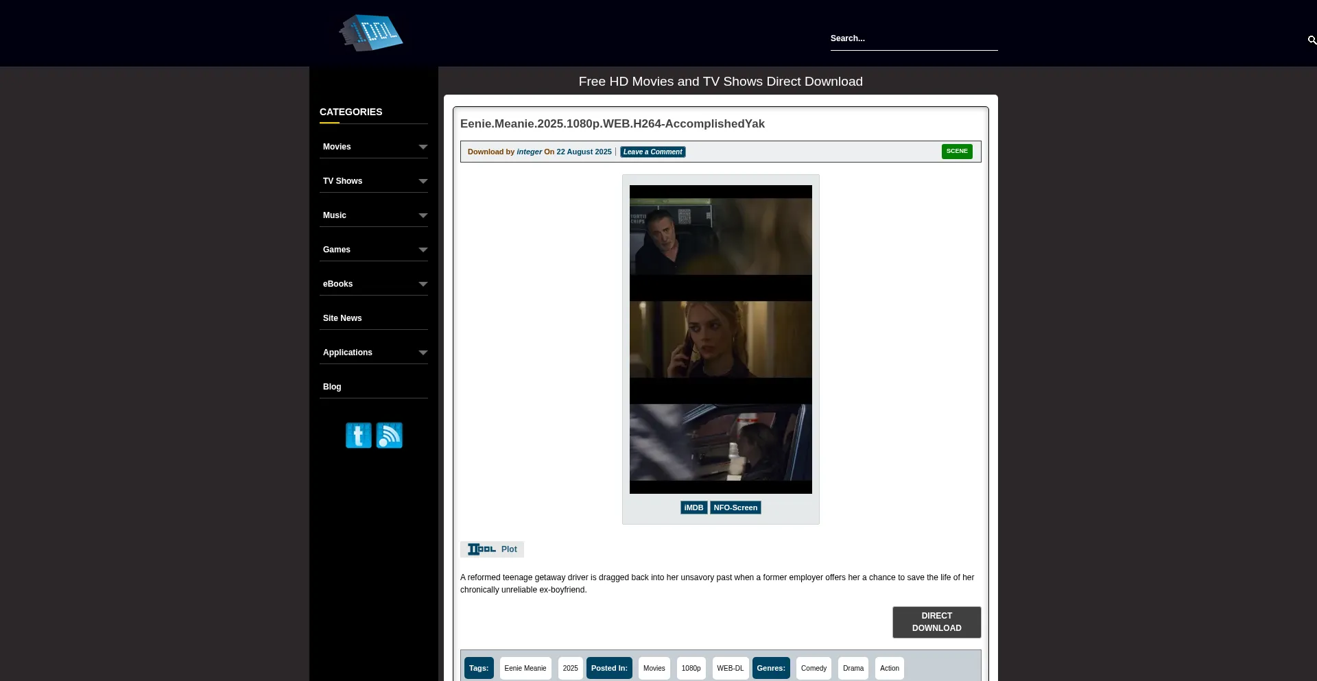 Website screenshot of 1ddl.org