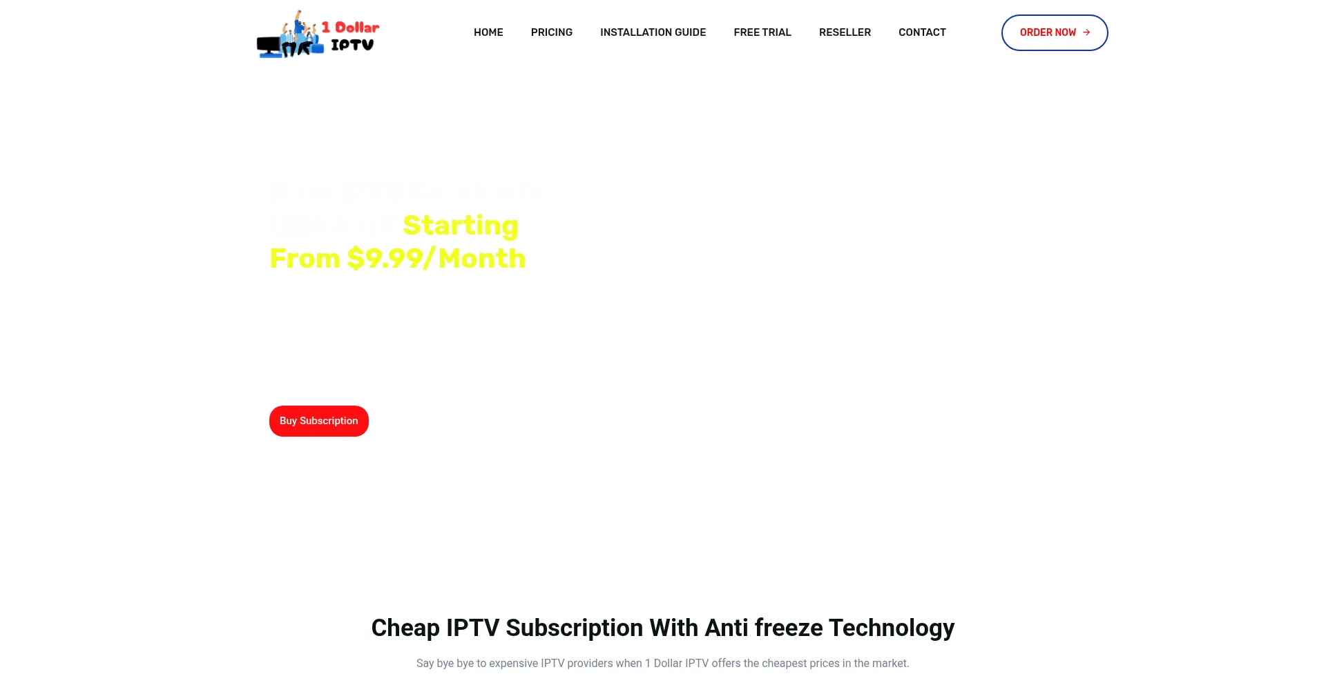 Website screenshot of 1dollariptv.com