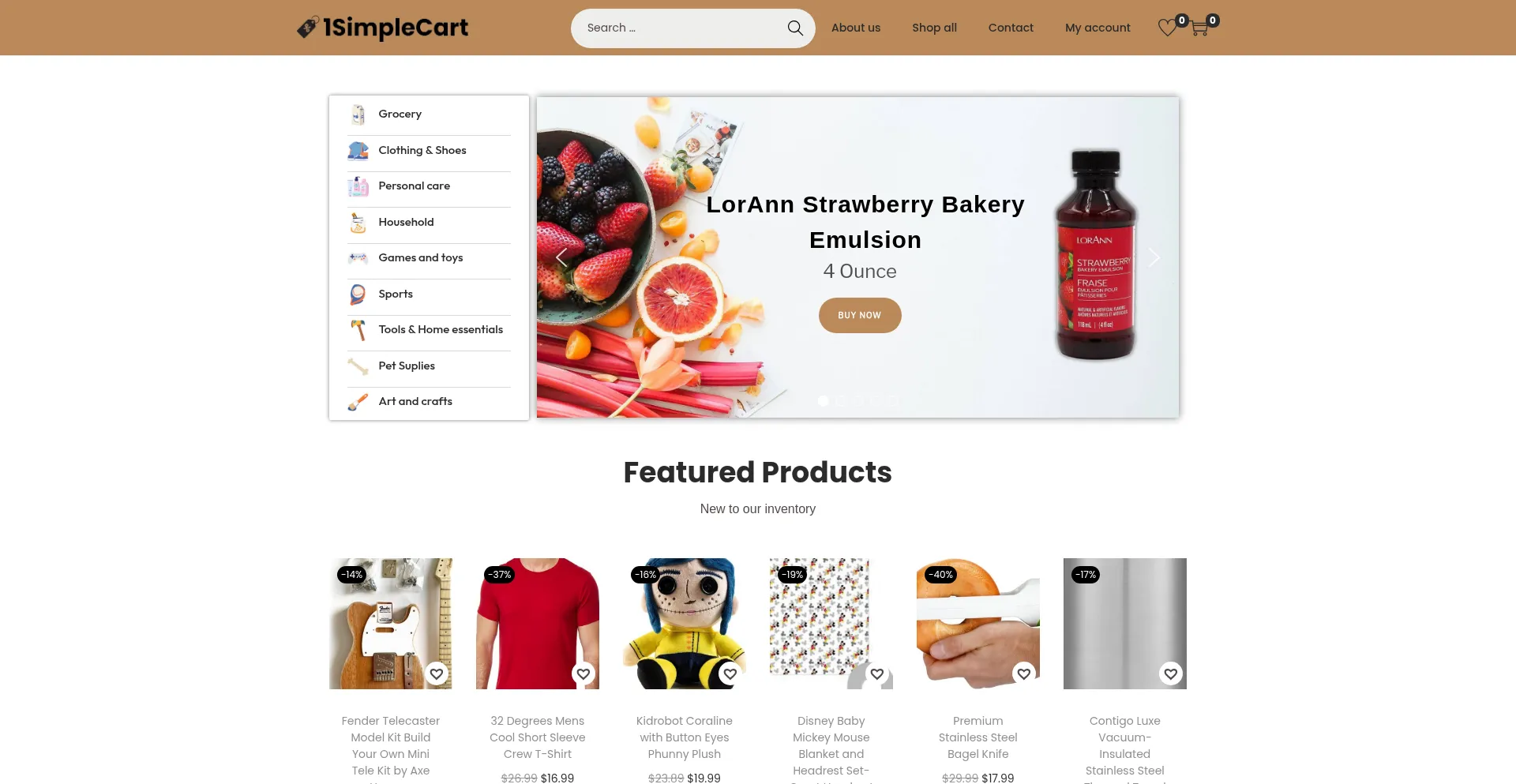 Website screenshot of 1simplecart.com