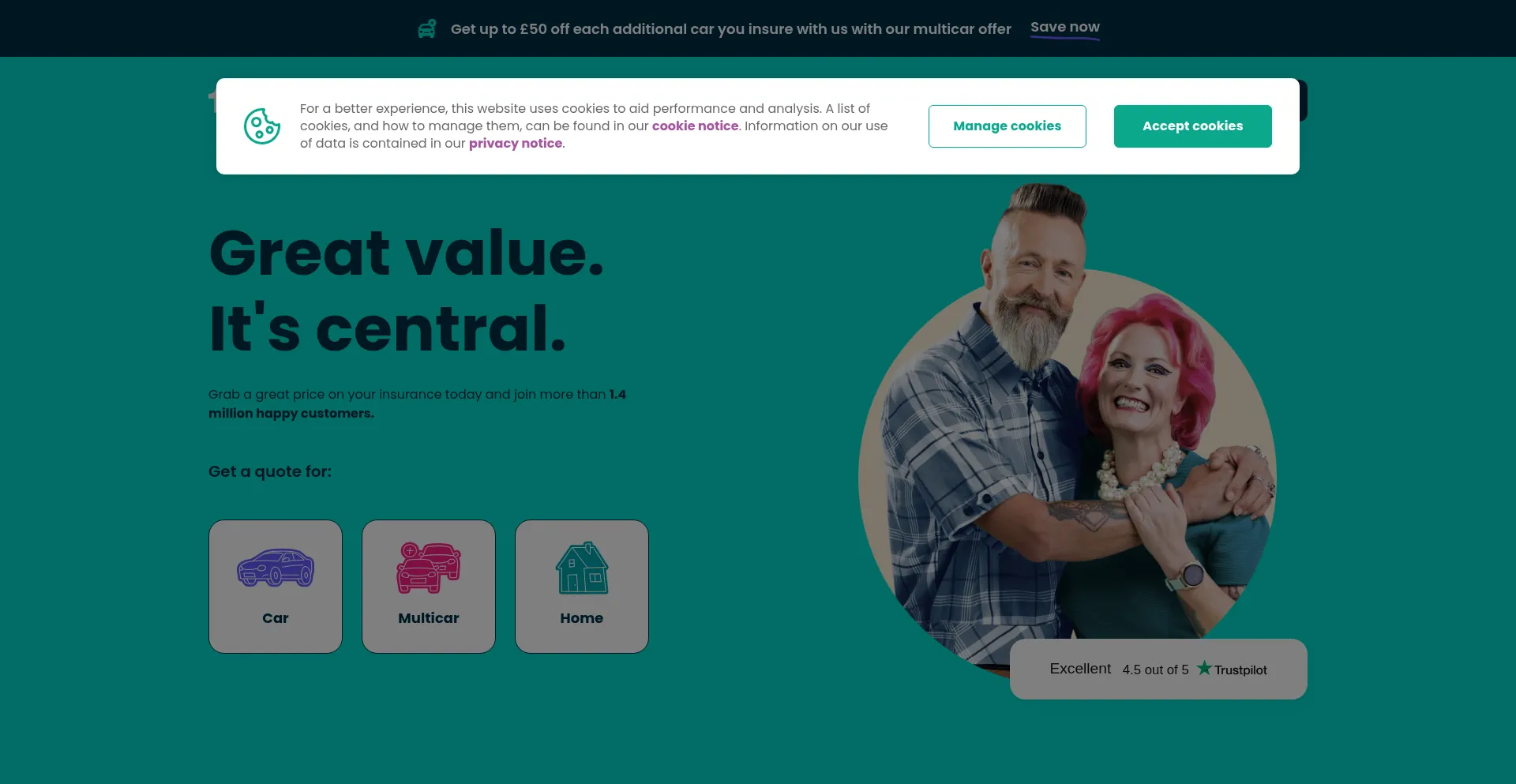 Website screenshot of 1stcentralinsurance.com