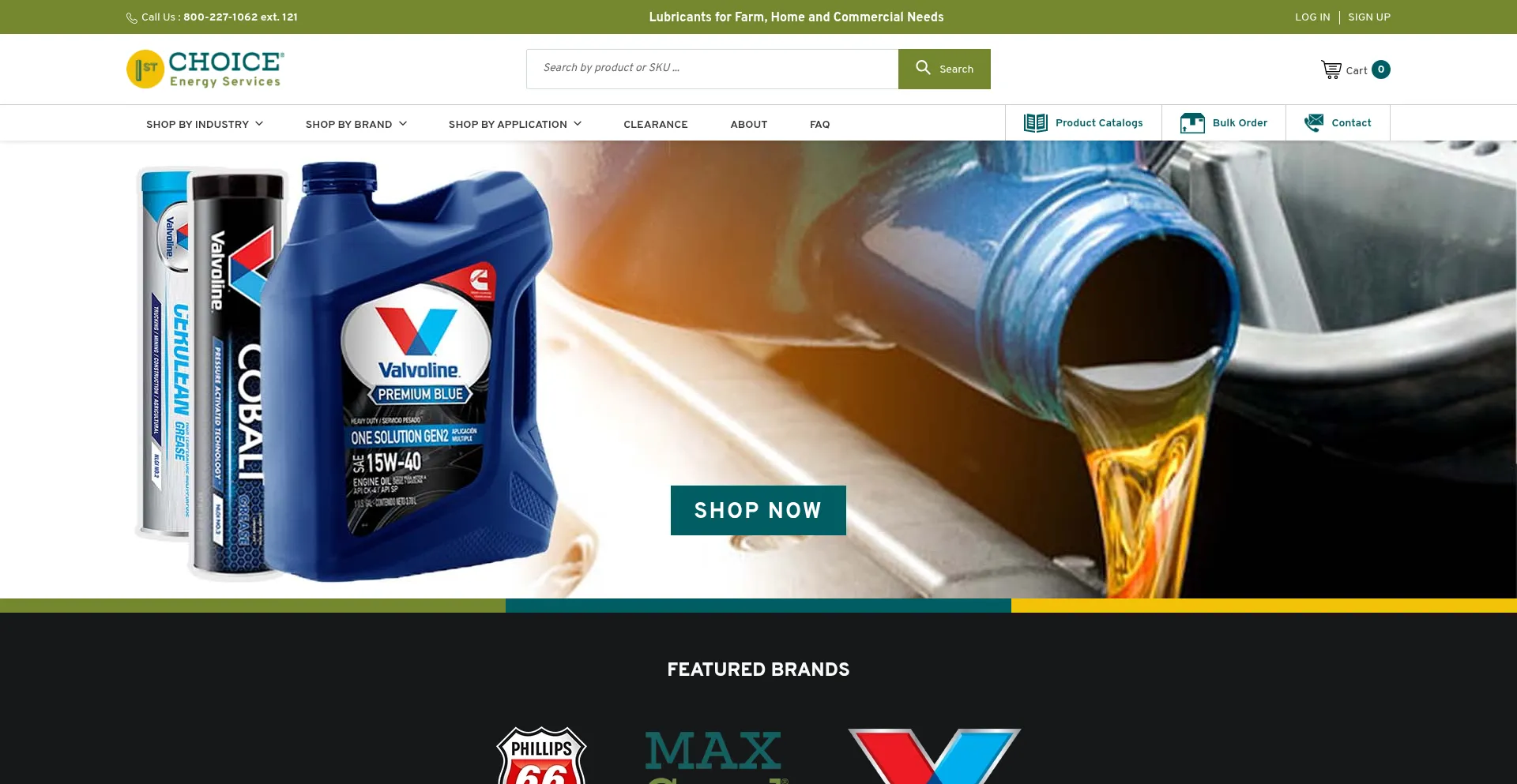 Website screenshot of 1stchoicelubricants.com