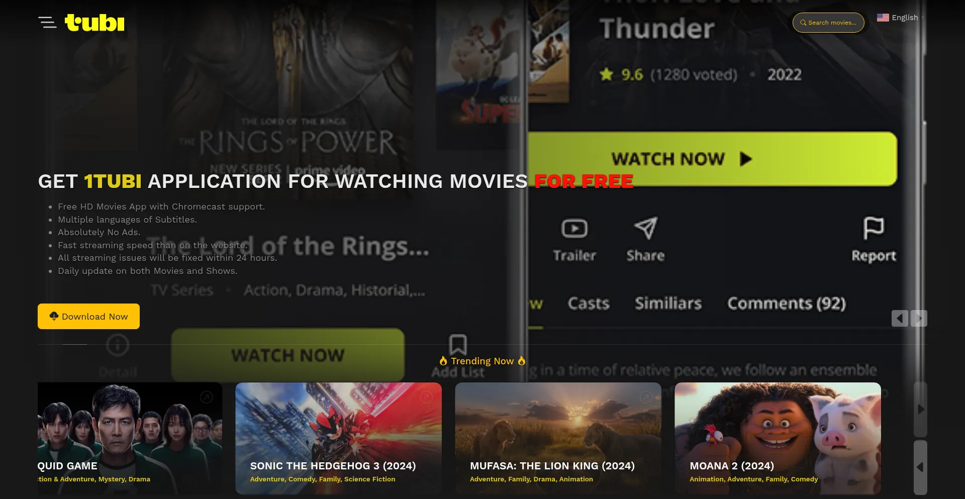 Website screenshot of 1tubi.site