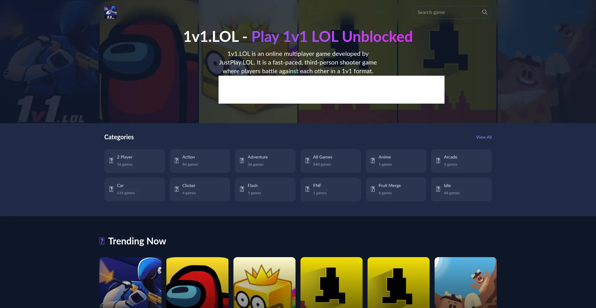 Website screenshot of 1v1lol.org