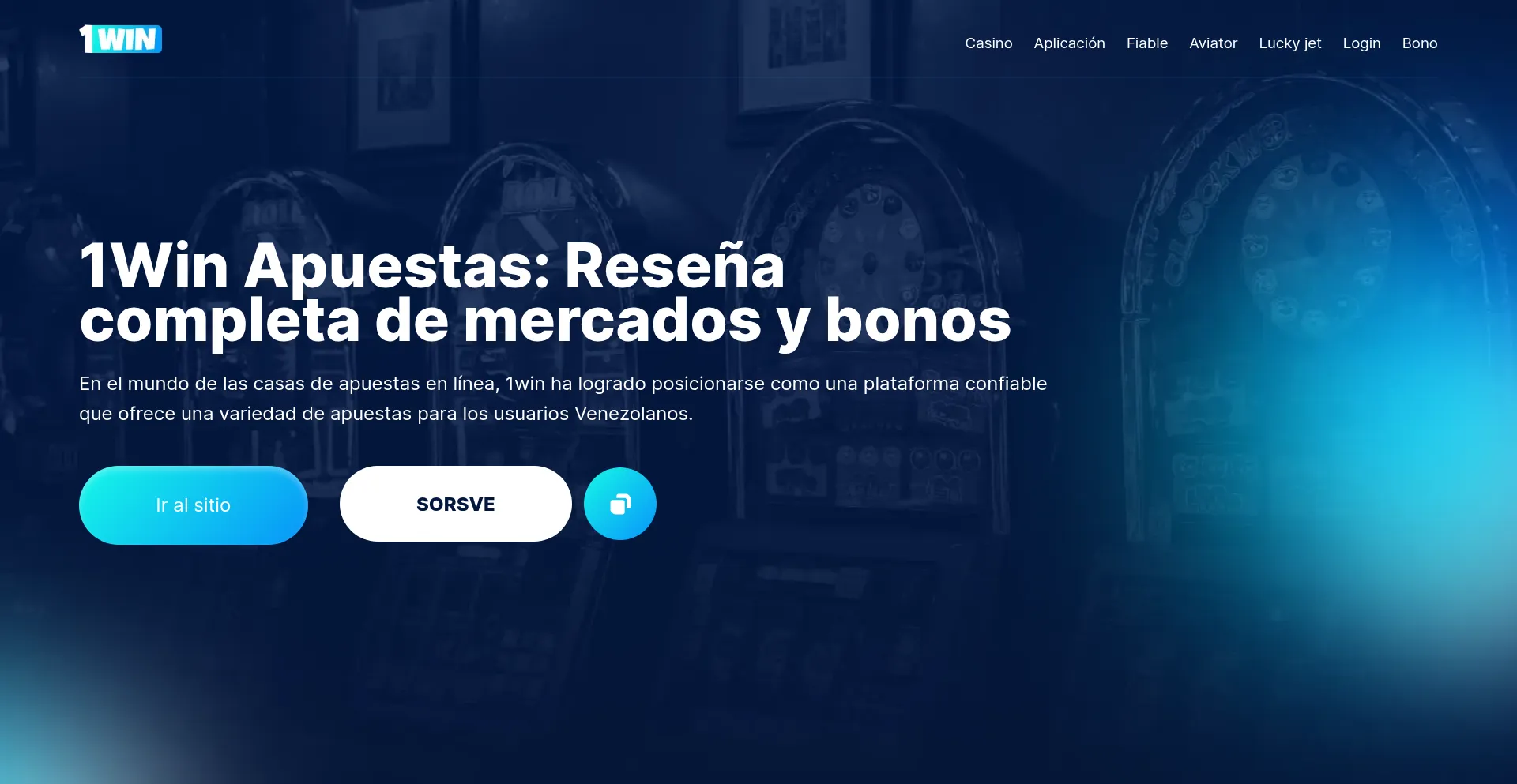 Website screenshot of 1win.com.ve