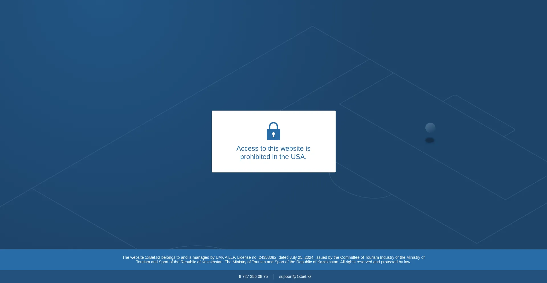Website screenshot of 1xbet.kz
