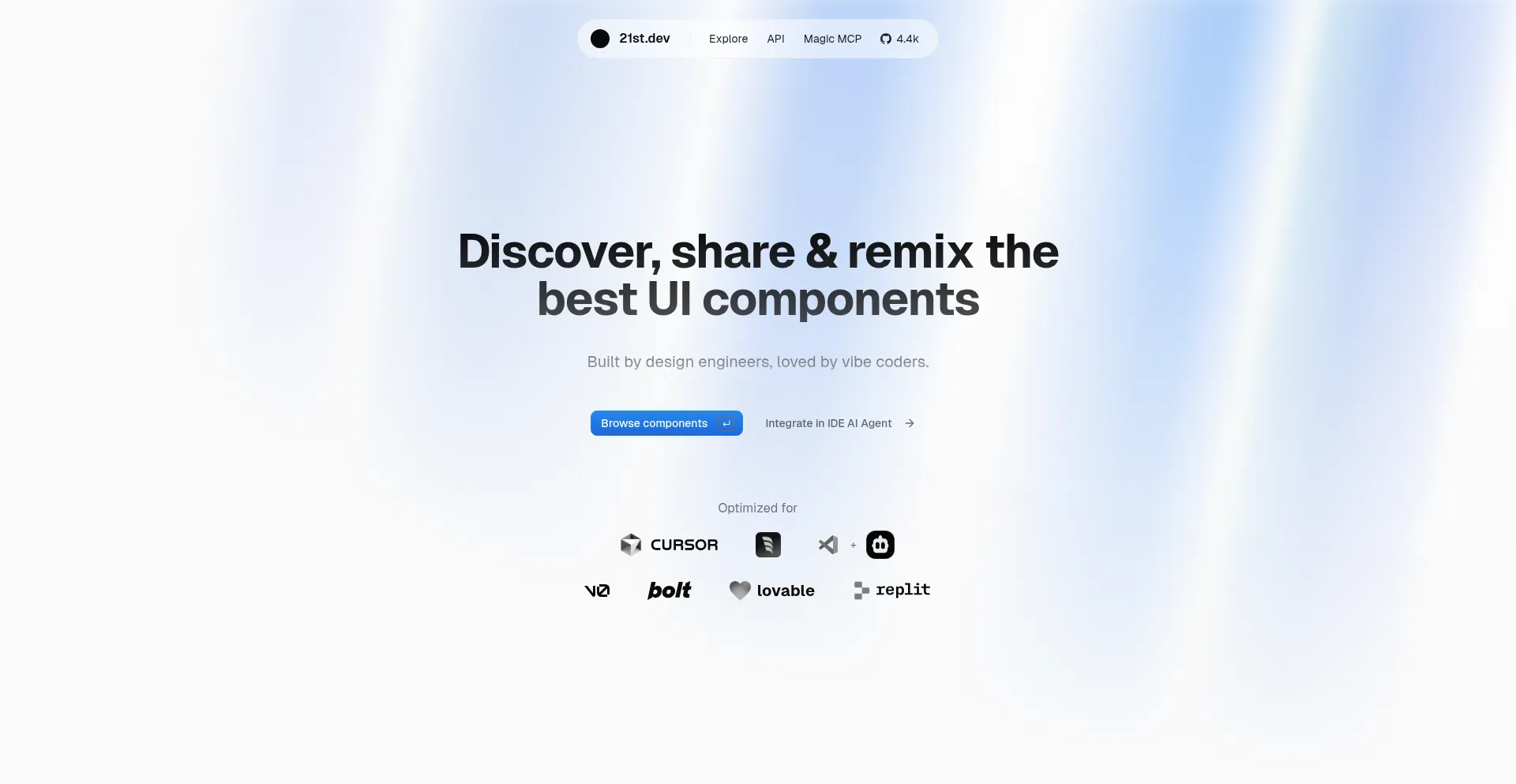 Website screenshot of 21st.dev