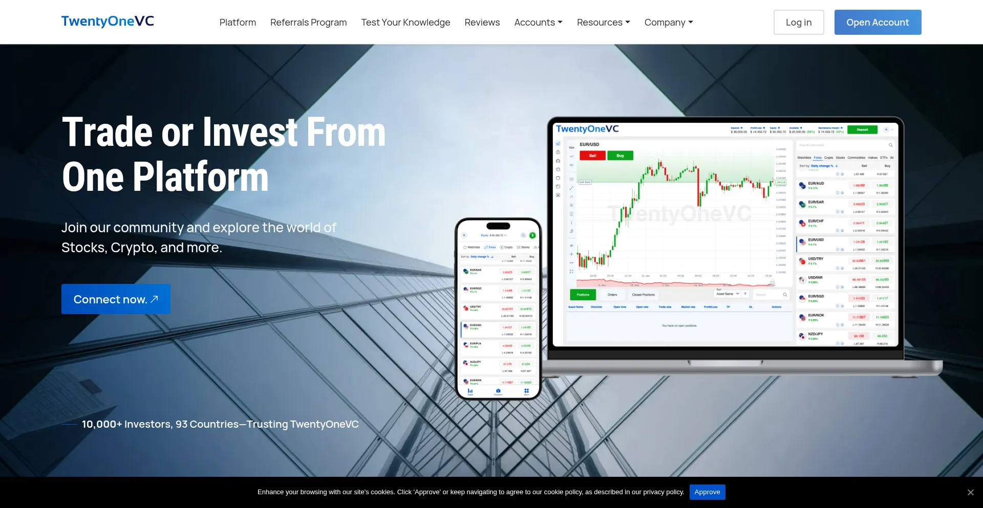 Website screenshot of 21vc.io