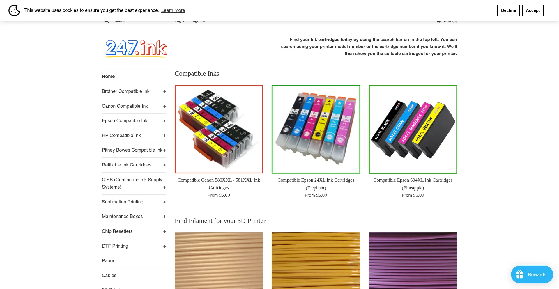Website screenshot of 247.ink