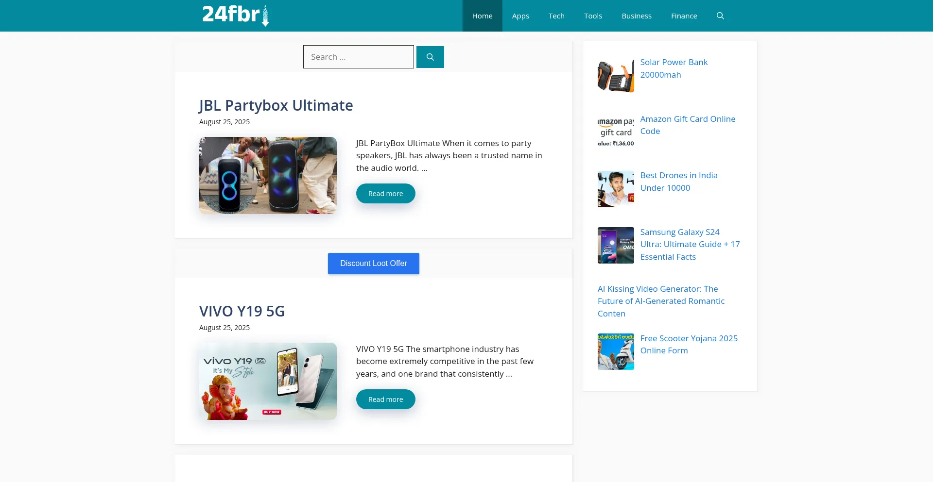 Website screenshot of 24fbr.com