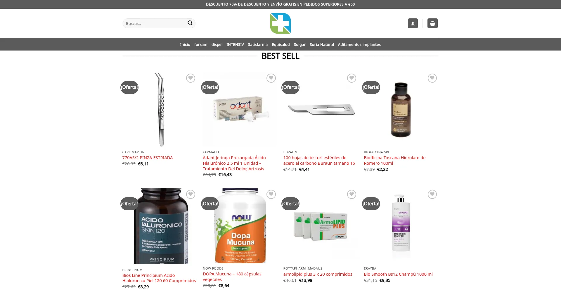 Website screenshot of 24hoursfarmacia.com