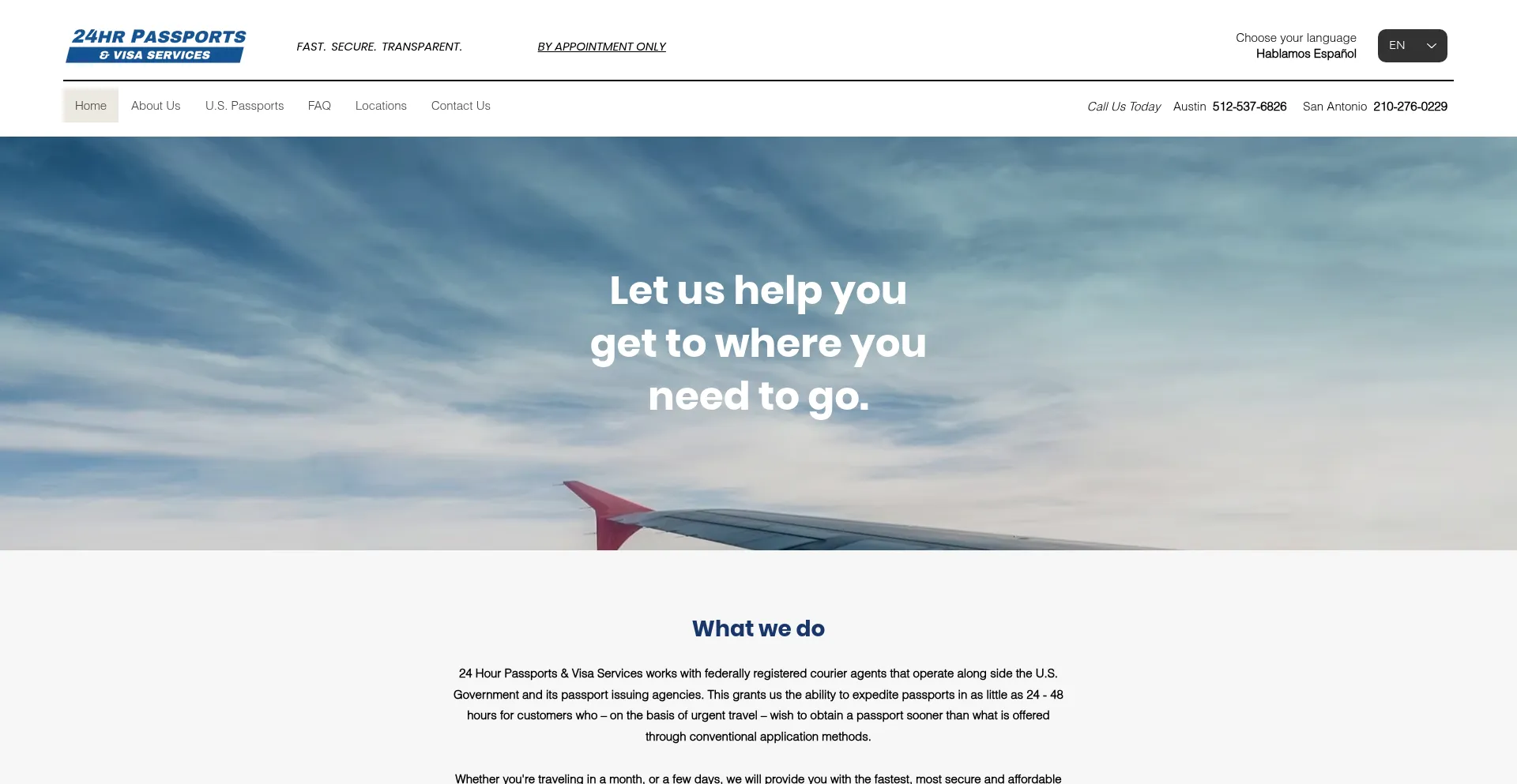 Website screenshot of 24hrpassportatx.com