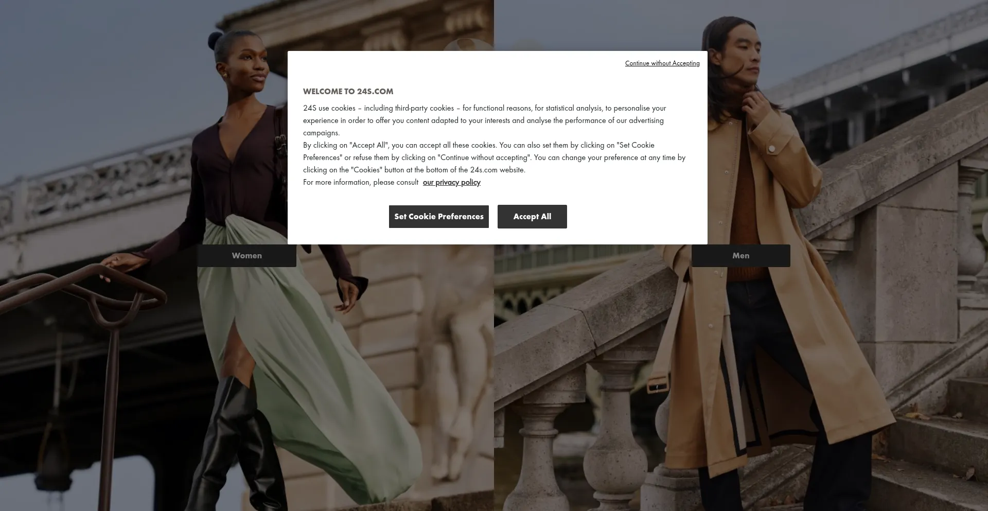 Website screenshot of 24s.com