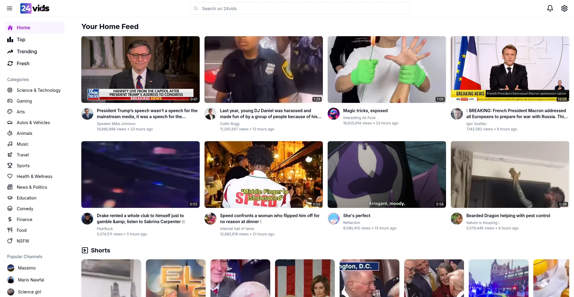 Website screenshot of 24vids.com