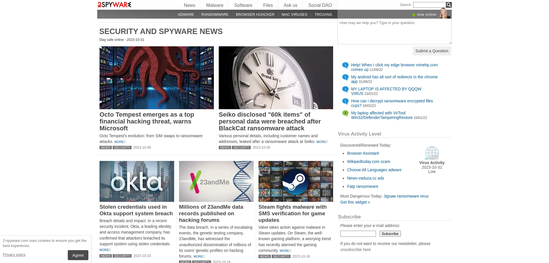 Website screenshot of 2-spyware.com