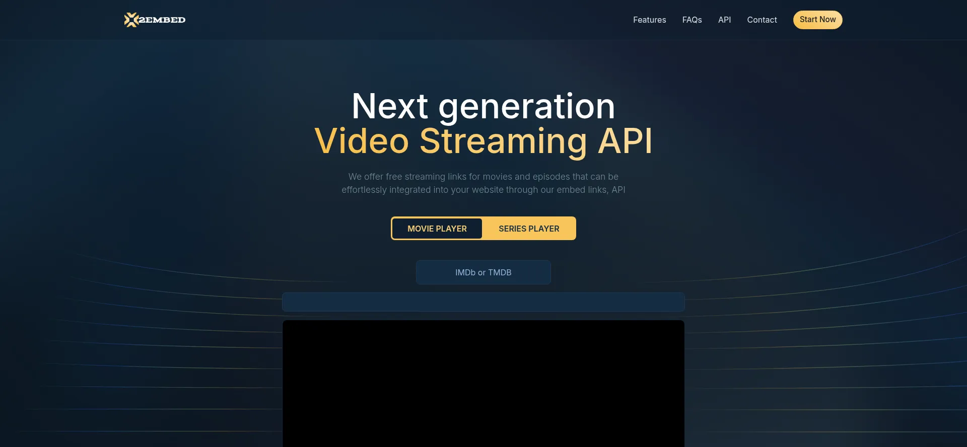 Website screenshot of 2embed.pro