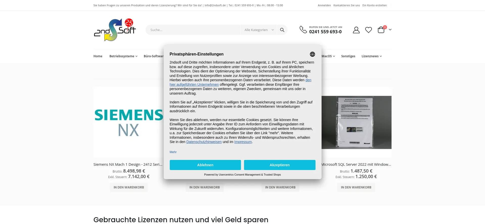 Website screenshot of 2ndsoft.de