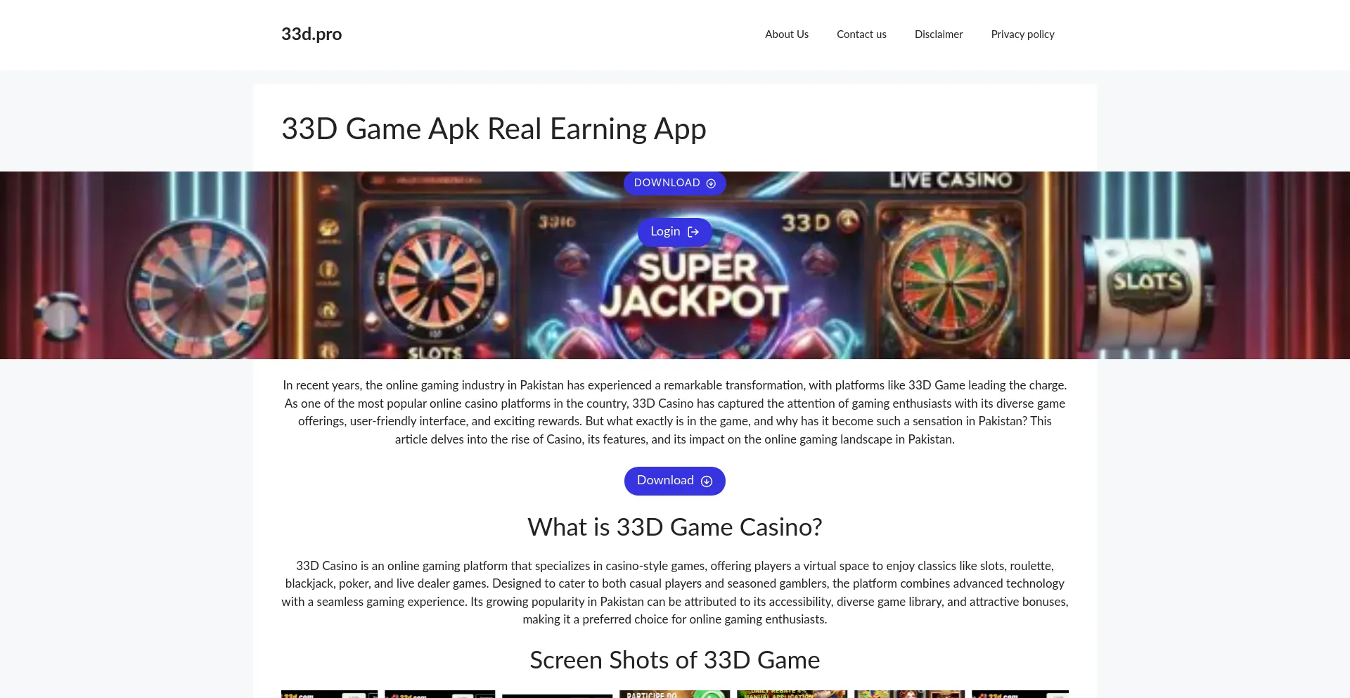 Website screenshot of 33d.pro