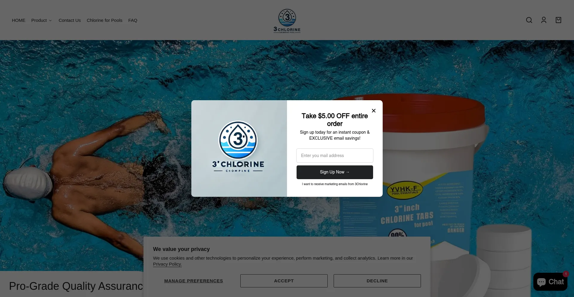 Website screenshot of 3chlorine.com