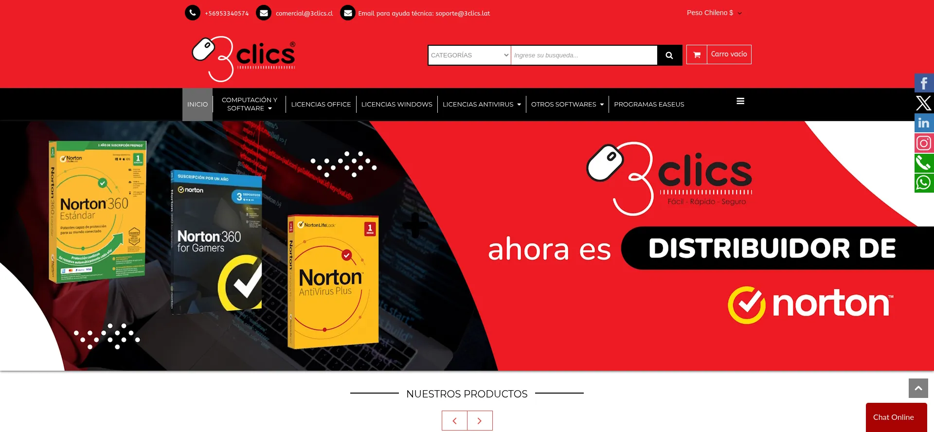 Website screenshot of 3clics.cl