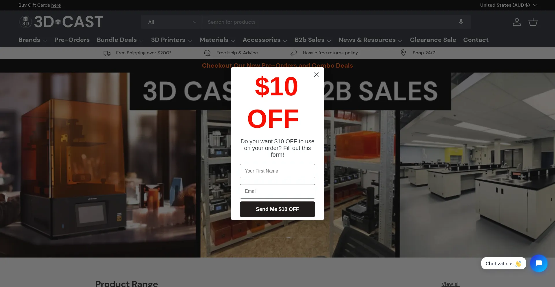 Website screenshot of 3dcaststore.com.au