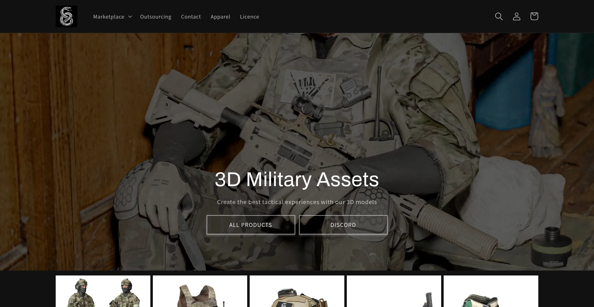 Website screenshot of 3dmilitaryassets.com