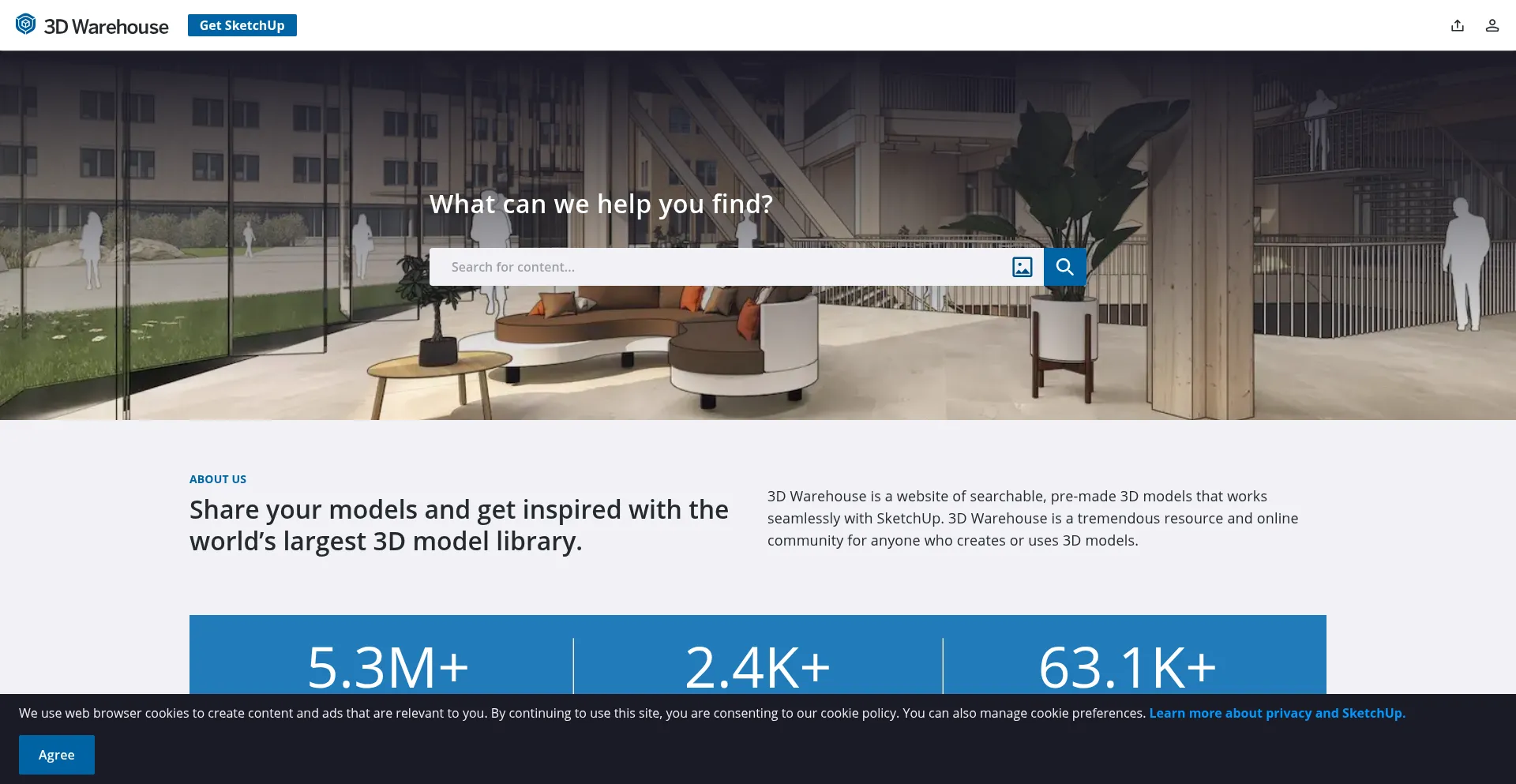 Website screenshot of 3dwarehouse.sketchup.com