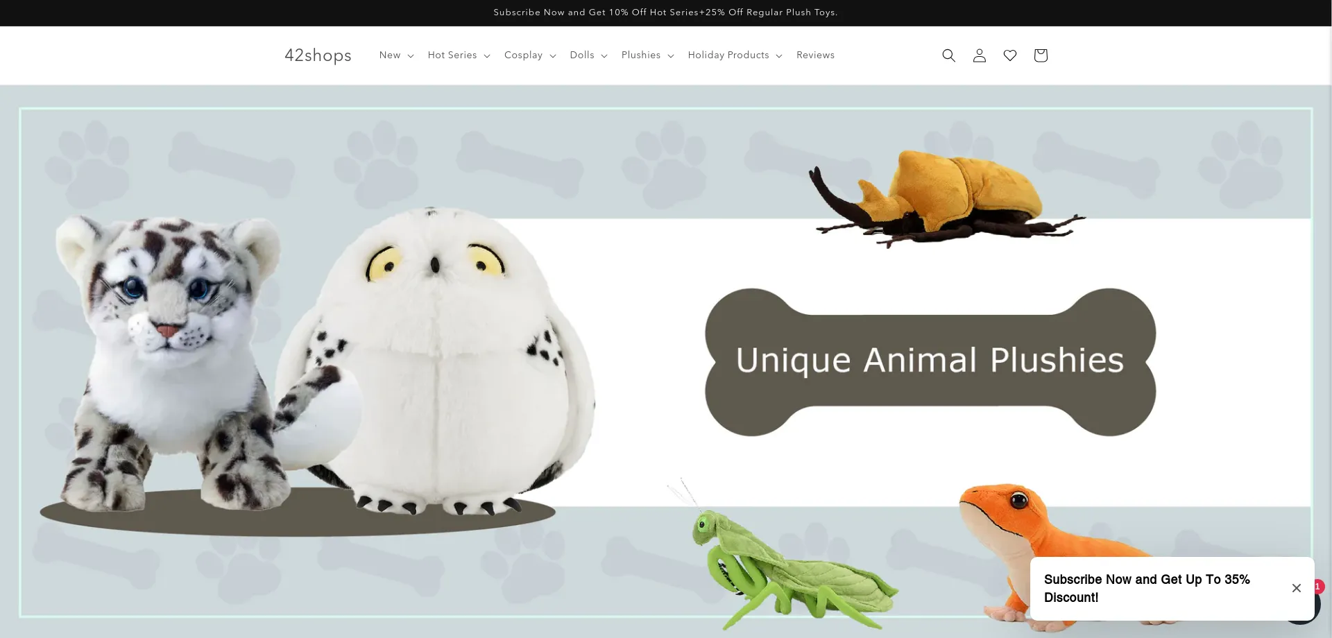 Website screenshot of 42shops.com