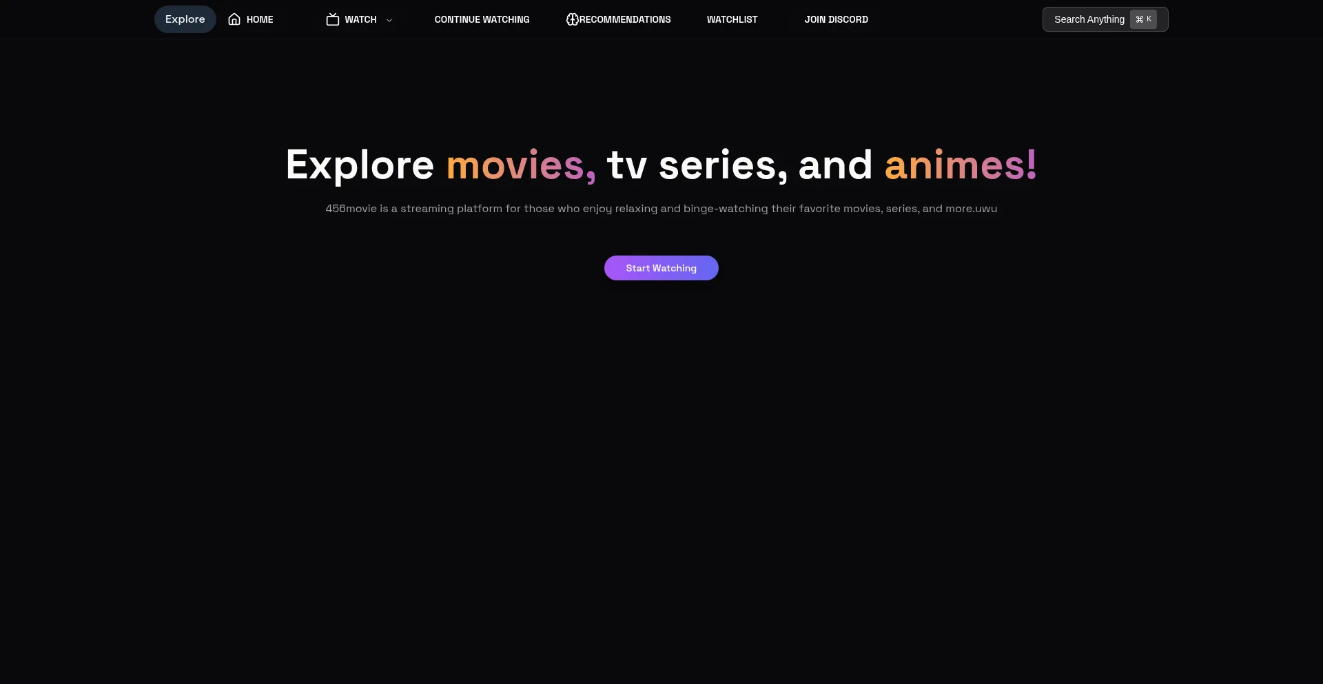 Website screenshot of 456movie.net
